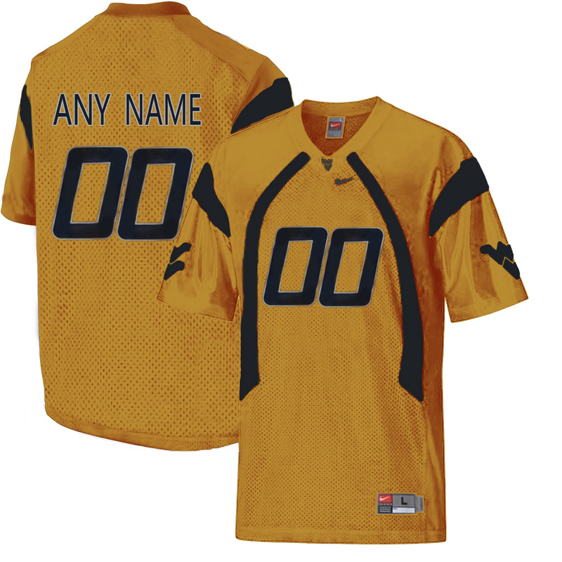 West Virginia Mountaineers Customized College Football Mesh Jersey  Gold->customized ncaa jersey->Custom Jersey